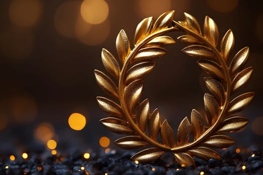 Golden Laurel Wreath on Glittering Background for Elegant Holiday and Award Designs photo