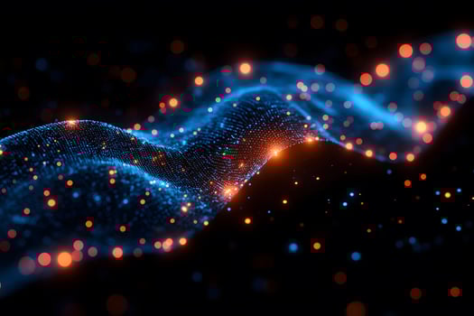 Futuristic Abstract Digital Wave with Glowing Elements for Technology Design photo