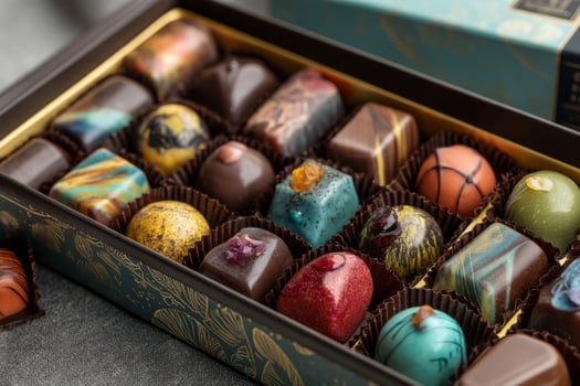 Gourmet assorted chocolates in box photo