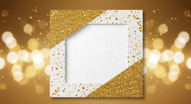 Elegant Golden Glitter Photo Frame Design for Festive Celebrations