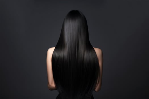 woman with fashion black color long hair on background photo