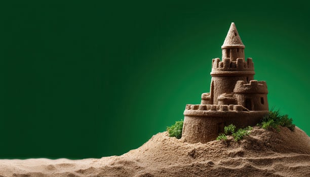 Artistic sand castle creation beach shoreline photography natural setting close-up view imagination photo
