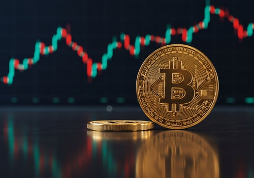 Bitcoin Cryptocurrency on Euro Banknotes photo