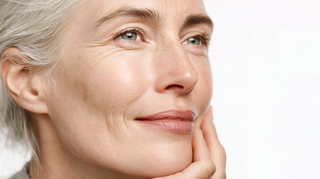 A woman with gray hair and a smile photo