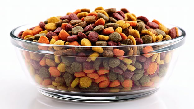 A bowl filled with dog food photo