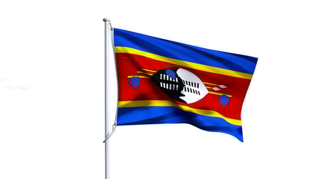 Waving flag of eswatini isolated on white background. photo