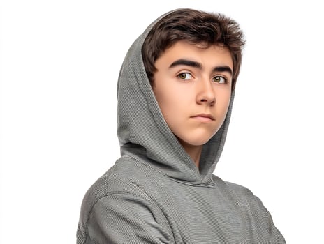 A young man in a hoodie with his arms crossed photo