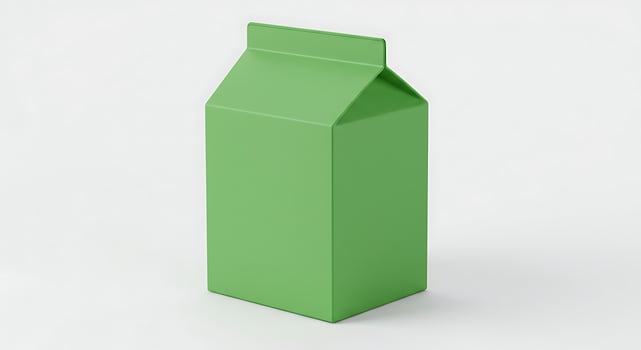 Green Milk Carton Still Life on White Background Product Shot photo