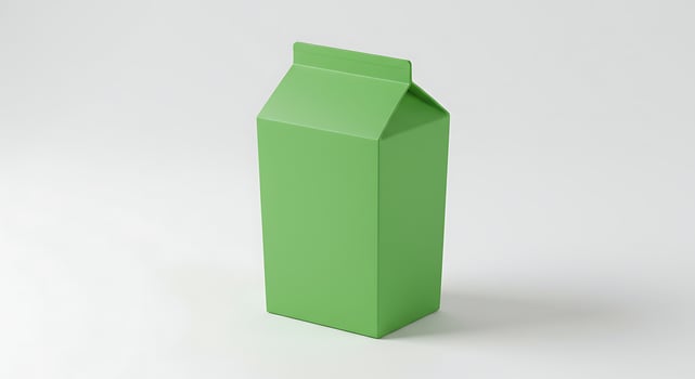 Minimalist Green Milk Carton Mockup on White Background for Product Display photo