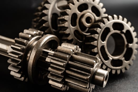 Gear and cogs wheels, clock mechanism, brass photo