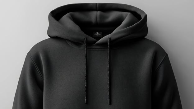Stylish black hoodie displayed on a neutral background, showcasing modern casual wear for everyday comfort and fashion photo