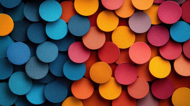 Colorful round paper discs arranged in a vibrant pattern showcasing various shades and hues photo