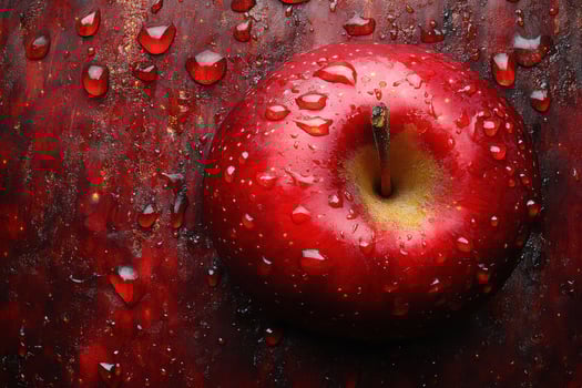 A red apple with water droplets on it photo
