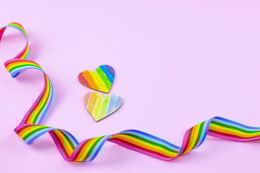 A colorful rainbow fabric strip symbolizing LGBTQ pride diversity and inclusivity. Represents support and celebration of gender and identity expression. photo