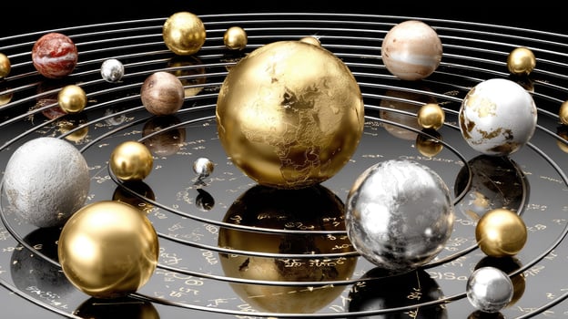 Golden planets and planets in a circle photo