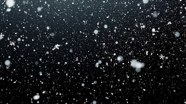 Snowflakes Falling in a Winter Night. Magical Snowstorm Background photo