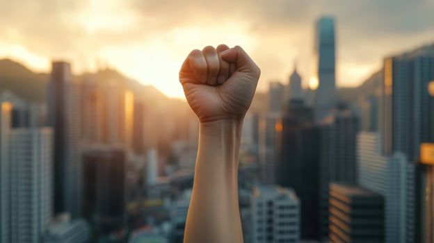 Hand Lifted Over City Views photo