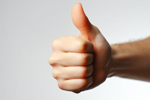 Positivity Radiates Thumbs Up on White Background photo