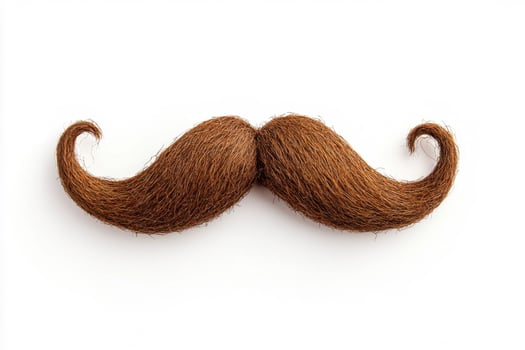 Mustache design made from brown fur on a white background photo