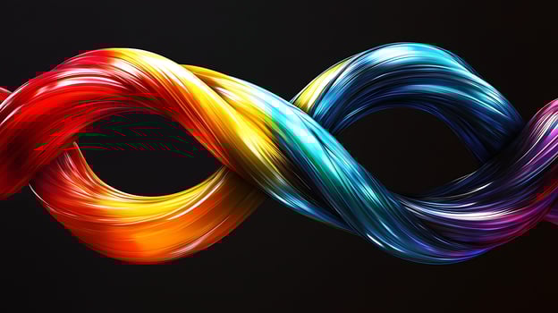 A colorful swirl of paint on a black background photo