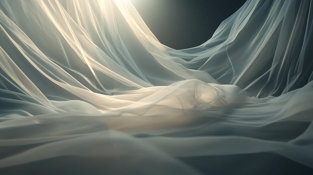 A white fabric draped over a bed photo