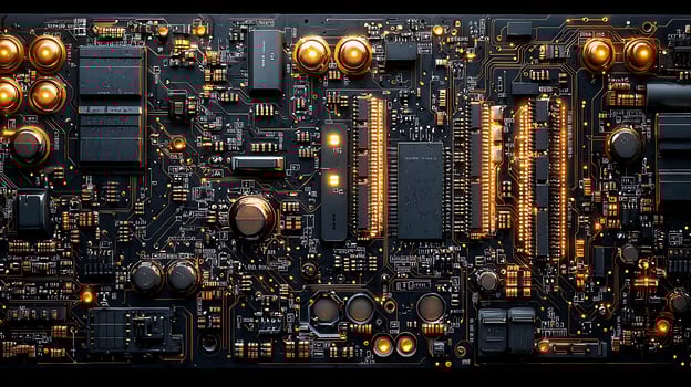 A close up of a computer motherboard photo
