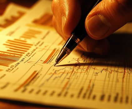 Business analysis and financial planning in a warm workspace setting photo