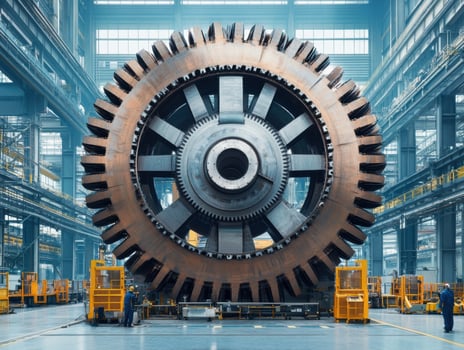 Giant industrial gear inside a manufacturing facility in the daytime photo