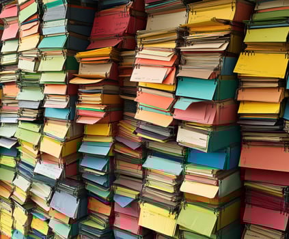 Colorful index cards in a busy workspace spark creativity photo