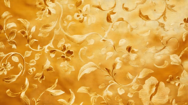 Golden floral pattern on a glass window photo