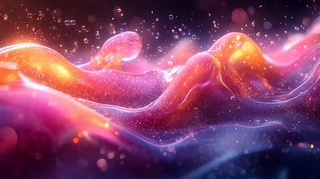 A colorful liquid is flowing over a dark background photo