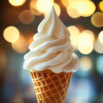 Classic Vanilla Soft Serve Ice Cream in Waffle Cone photo
