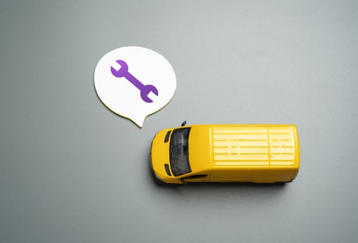 The delivery van requires repair and maintenance. Delays, logistics breakdown photo