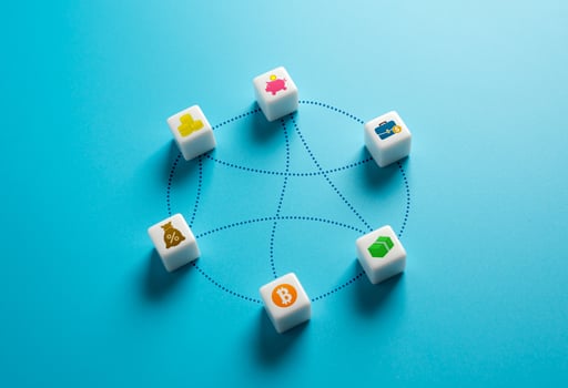 Diversification of financial asset portfolio. Spreading investments across various asset types photo