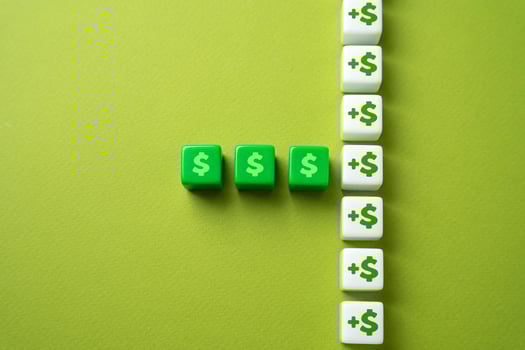 Increase your income to four figures and beyond. Income growth, career progress, personal success photo