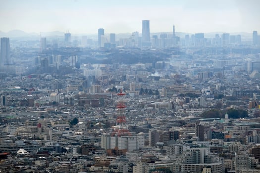 Smog over the skyline of Tokyo, Japan photo