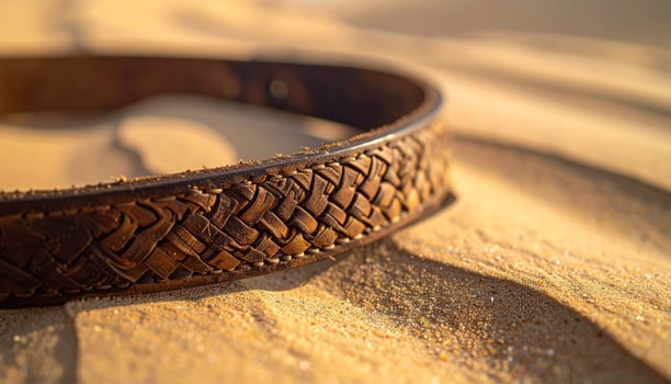 Brown Leather Belt on Sandy Beach at Sunset photo