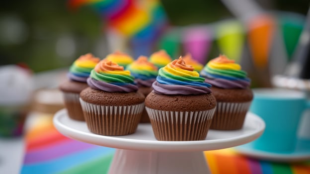 Love is Love Theme Dessert Rainbow Cupcakes for Pride Event photo