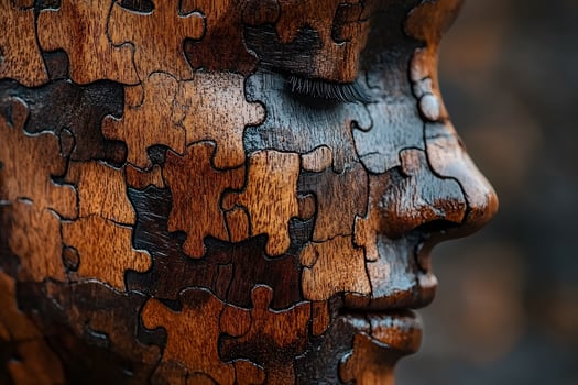 Wooden Puzzle Face Sculpture Art - Conceptual Design for Innovative Decor photo