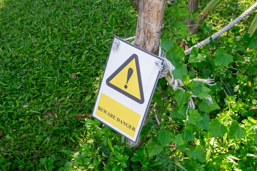 Warning signs, danger signs, danger zone signs photo