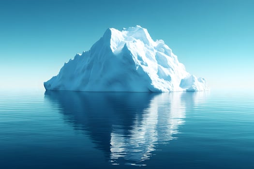 Serene Arctic Iceberg Reflection on Calm Ocean Water photo