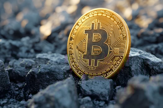 Bitcoin Currency Concept Digital Coin on Rocky Surface for Cryptocurrency Design photo