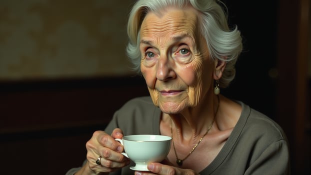 Senior Woman Enjoying Cup Of Tea photo