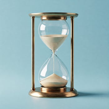 Minimalist still life image opf an sand clock in bright pastel colors photo