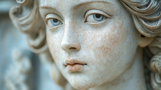 Ancient greek sculpture of woman posing in museum photo