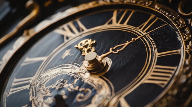 Close up of luxury clock face showing time passing photo