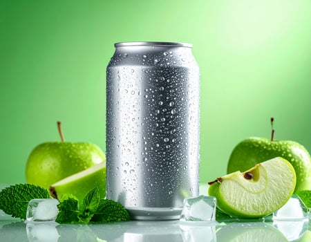 Crisp Green Apple Beverage In Stainless Can photo