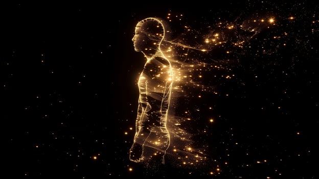 This Illustration of rejuvenated human figure shows high-tech breakthrough photo