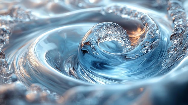 Water swirls in a blue liquid photo