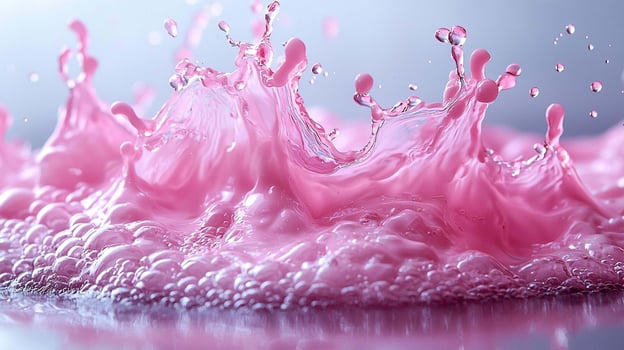 A pink liquid splashing into the air photo